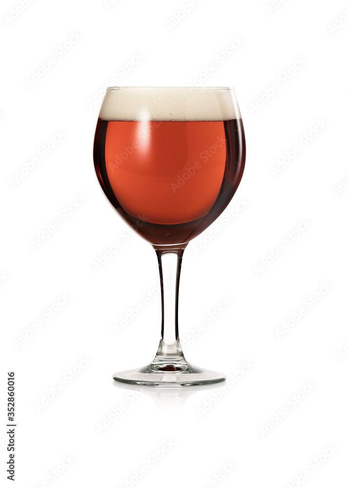 Glass of red bock beer, isolated on white background Glass of red bock beer, isolated on white background