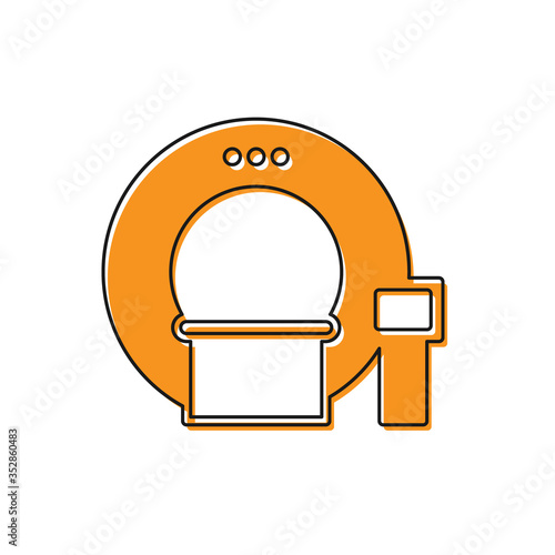 Orange Tomography icon isolated on white background. Medical scanner, radiation. Diagnosis, radiology, magnetic resonance therapy. Vector Illustration