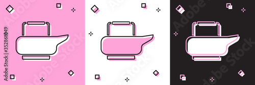 Set Bedpan icon isolated on pink and white, black background. Toilet for bedridden patients. Vector Illustration