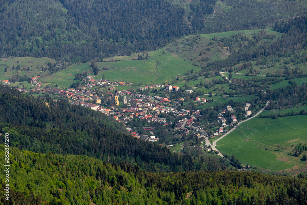 Village Smolník, Slovakia from the distance in the valley