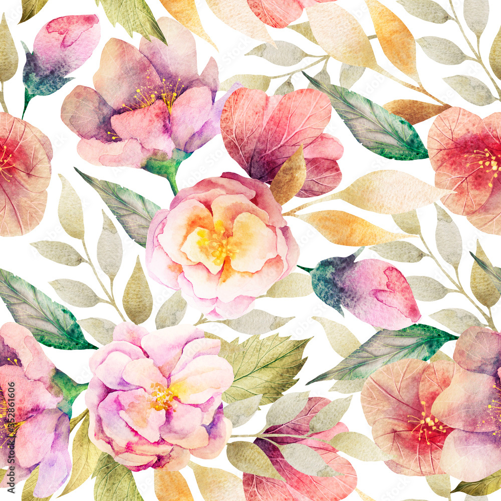 pattern with large beautiful flowers
