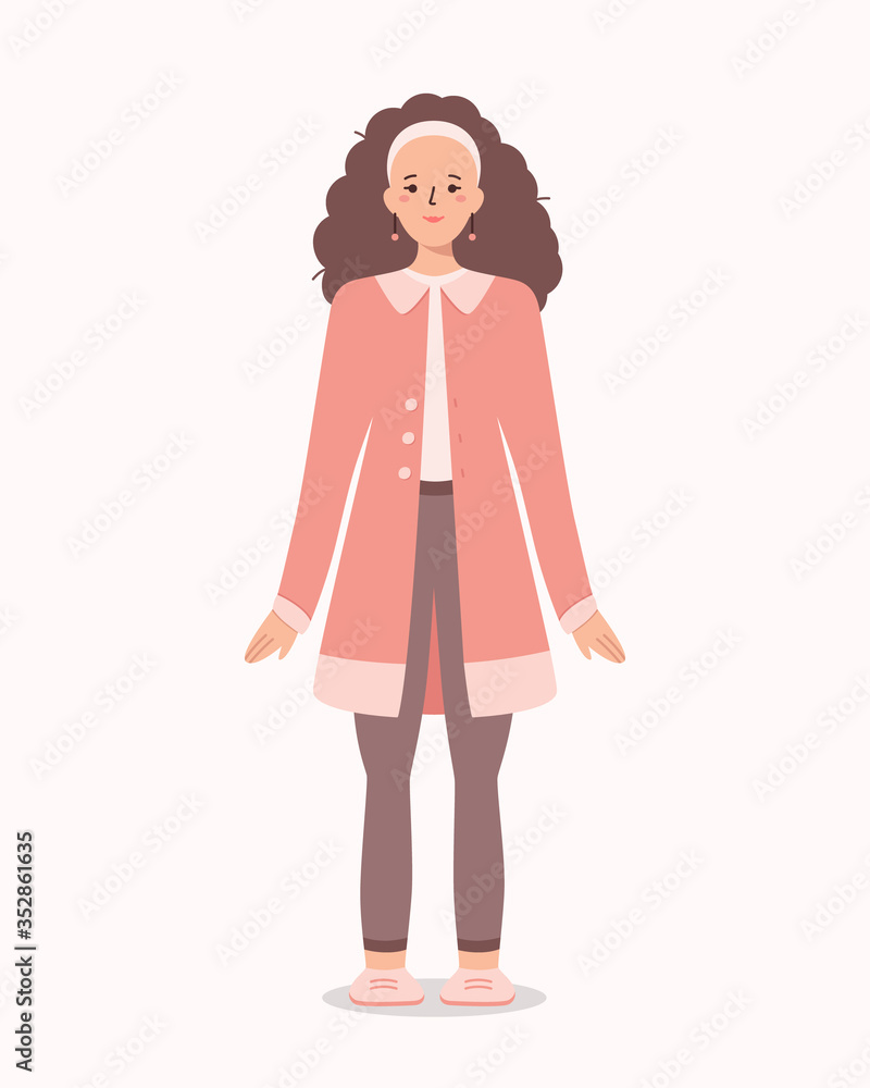 Young attractive girl standing in trendy elegant clothes Young attractive girl standing in trendy elegant clothes