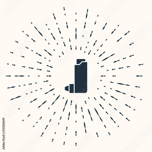 Grey Inhaler icon isolated on beige background. Breather for cough relief, inhalation, allergic patient. Abstract circle random dots. Vector Illustration