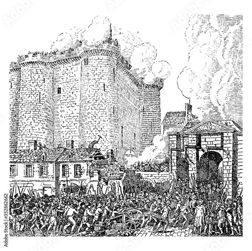 The Storming of the Bastille, vintage illustration. photo