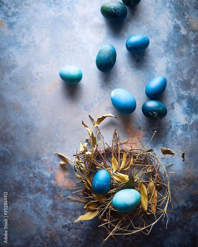 Canvas Print Naturally dyed blue easter egg
