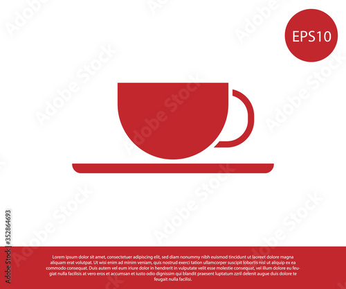 Red Coffee cup icon isolated on white background. Tea cup. Hot drink coffee. Vector Illustration