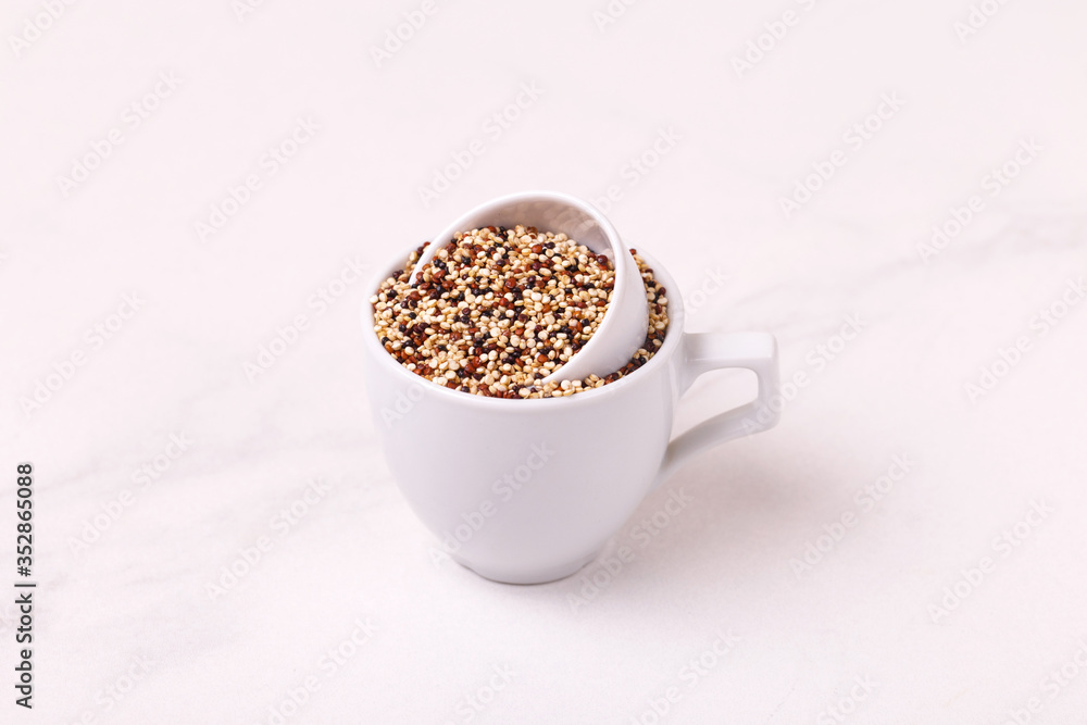Mix red, black and white quinoa grains, superfood Mix red, black and white quinoa grains, superfood