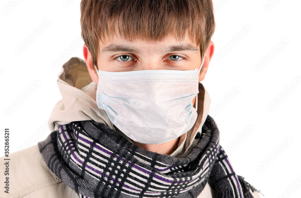 Young Man with a Flu Mask Young Man with a Flu Mask