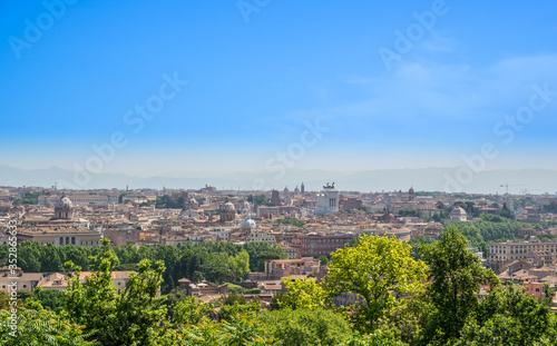 panorama of Rome and Trastevere from the Gianicolo Terrace