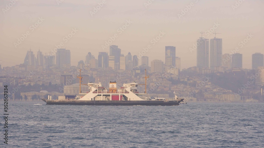 A close up of ship on the sea