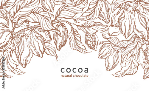 Cocoa card. Vector illustration. Tropical pattern