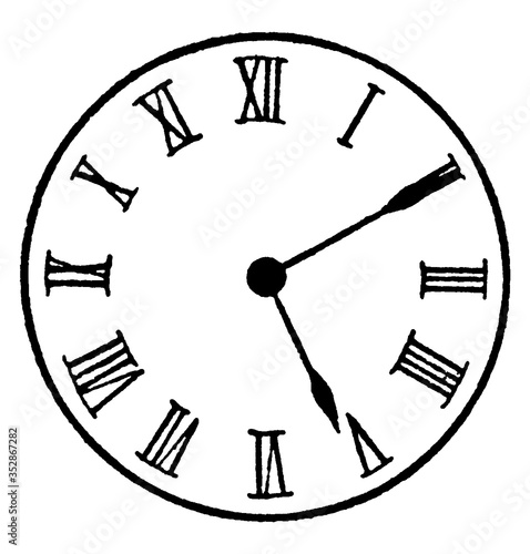 Analogue Clock, vintage illustration.