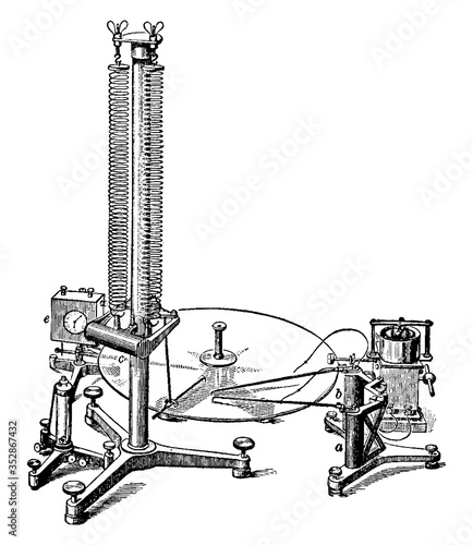 The Ewing Seismograph, vintage illustration.