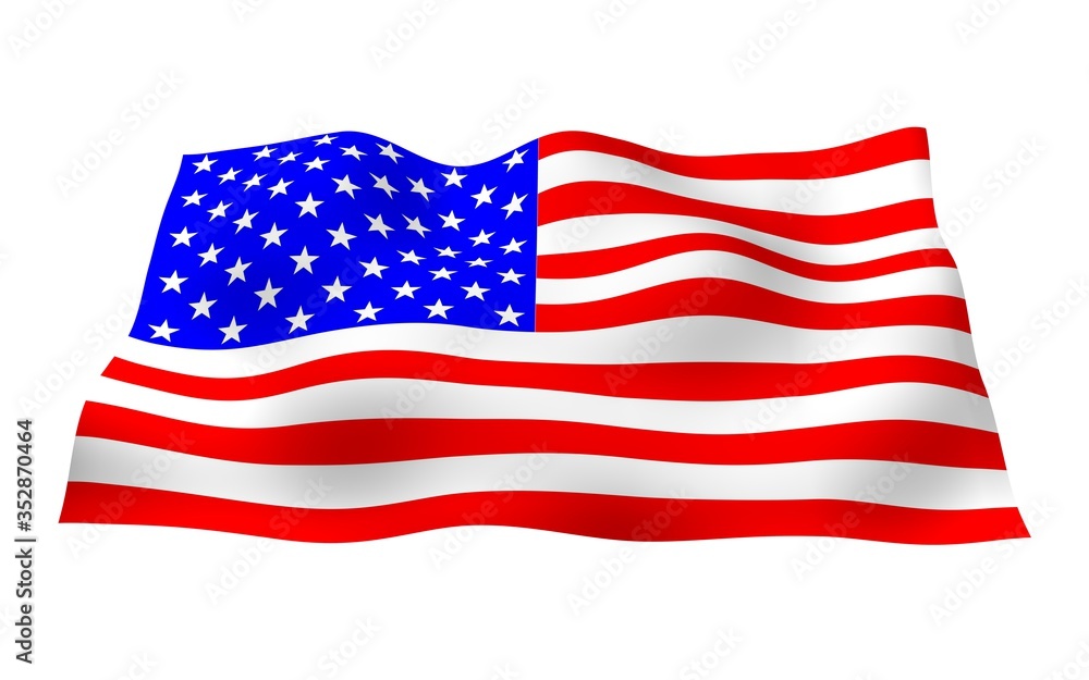 Obraz premium Waving flag of the United States of America. Stars and Stripes. State symbol of the USA. 3D illustration