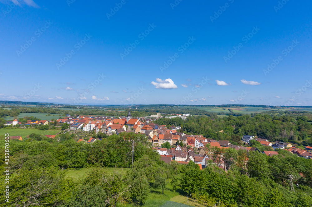Obraz premium Aerial drone view, city view of Gochsheim