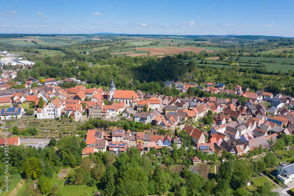 Obraz premium Aerial drone view, city view of Gochsheim