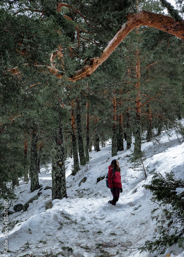 girl walking in the woods