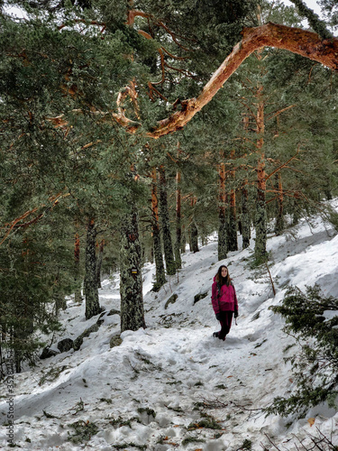 girl walking in the woods