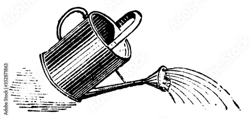 Watering Pot, vintage illustration.