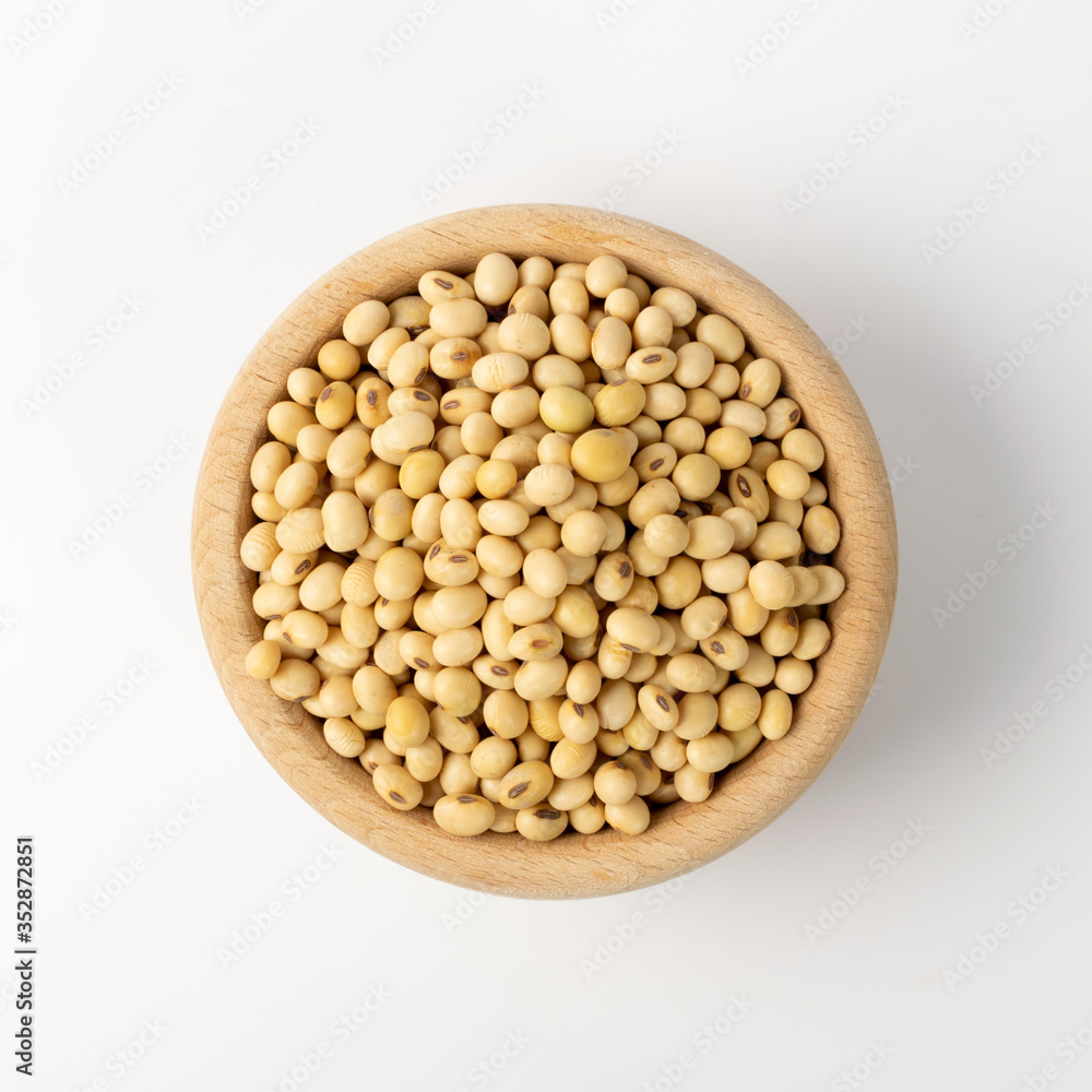 Raw dehydrated soybeans isolated on white background Raw dehydrated soybeans isolated on white background
