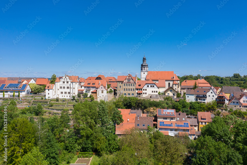 Aerial drone view, city view of Gochsheim
