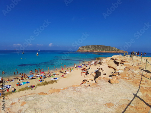beautiful summer tourist destination of the balearic islands on the beach in cala comte
