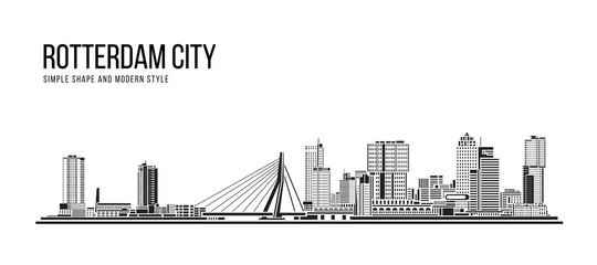 Fototapete Rotterdam Rotterdam Stadtbild als abstrakte Illustration  © ananaline