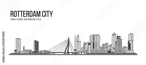 Cityscape Building Abstract Simple shape and modern style art Vector design - Rotterdam city , Netherlands photo