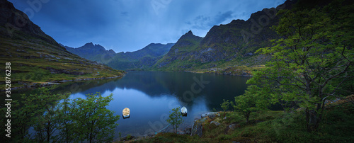 Lofoten landscape dusk pano...