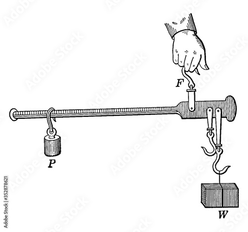 Steel Yard as a Lever, vintage illustration.
