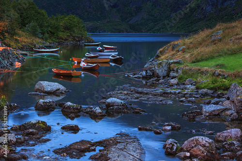 Norwegian fishing boat on w...