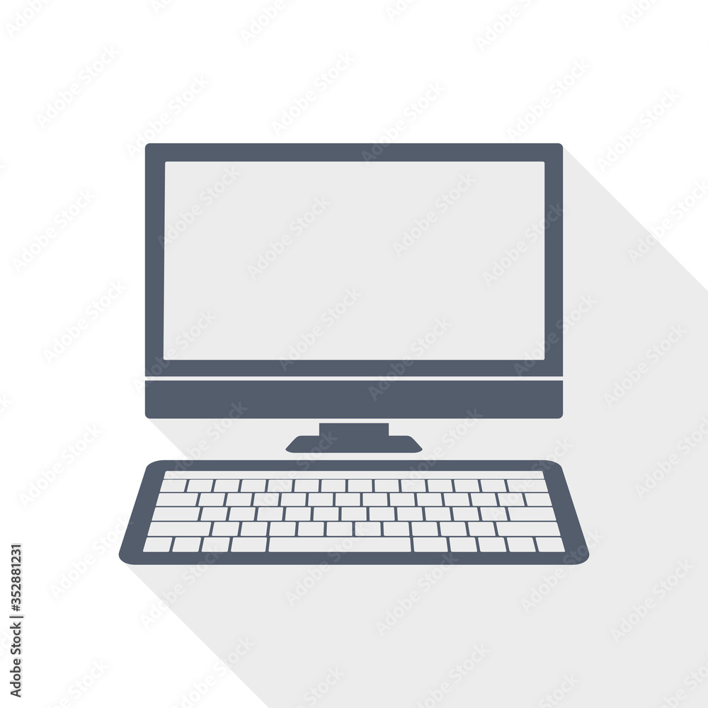 Computer, desktop flat design vector icon Computer, desktop flat design vector icon