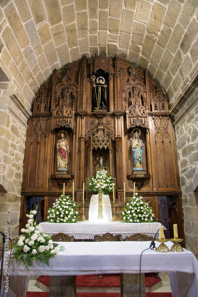 Interior of the Church of San Benito in Cambados, Rias Bajas, Pontevedra, Galicia, Spain, Europe.