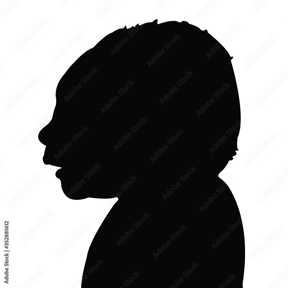 a new born aby head silhouette vector