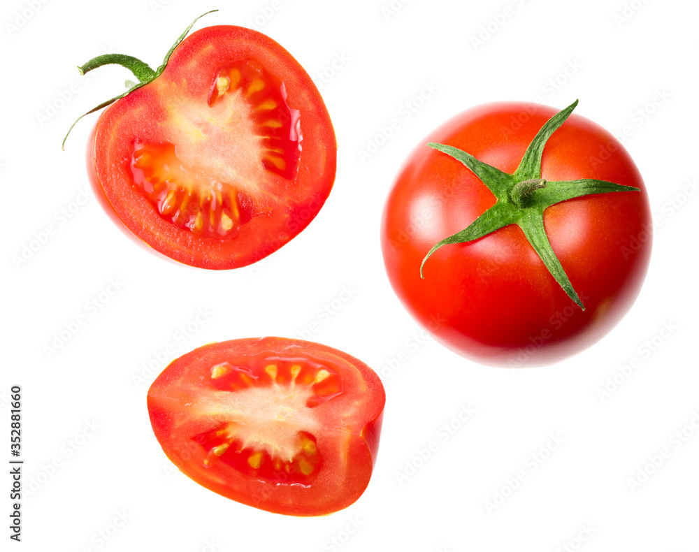 fresh tomato slices isolated on white background. close up. top view fresh tomato slices isolated on white background. close up. top view