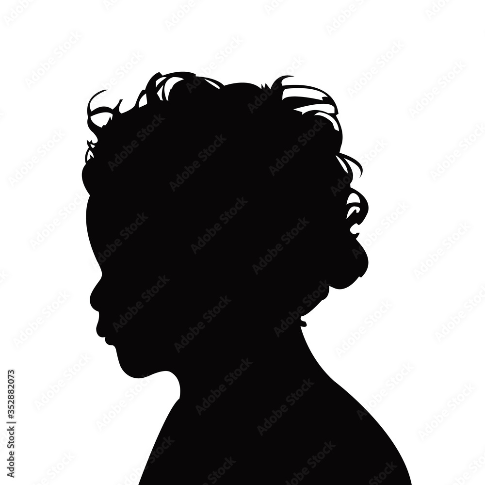 a baby girl head silhouette vector