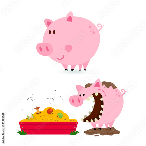 Pig Eating From Trough