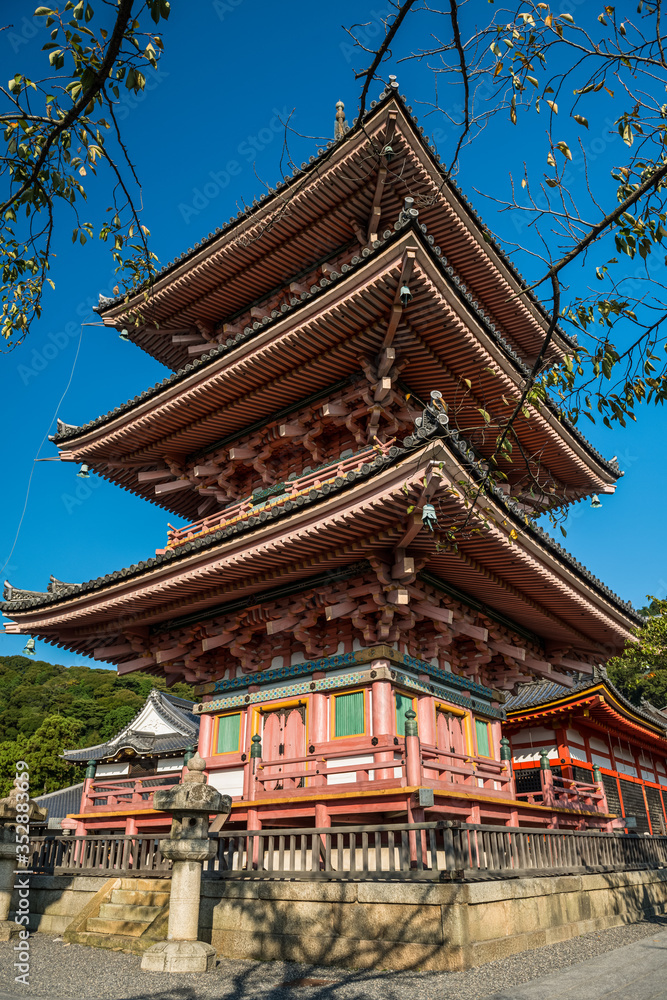 Three-Tiered Pagoda, Kiyomizudera, Kyoto, Japan Three-Tiered Pagoda, Kiyomizudera, Kyoto, Japan