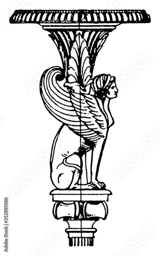 Antique Candelabrum Capital, vintage illustration.