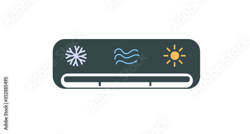 Air conditioning icon. Isolated Logo of electric split system. Flat. Vector stock illustration. Copy space.
Remote control display element. Various modes of operation of air conditioner.Cooling.
