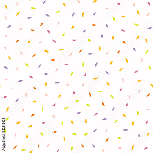 Rainbow candy confetti dotty paper texture seamless background. Tiny colored pinata sugar sweeties sprinkles on white. Cute falling scandikid deco pattern.  kawai digital candy party scrapbook paper