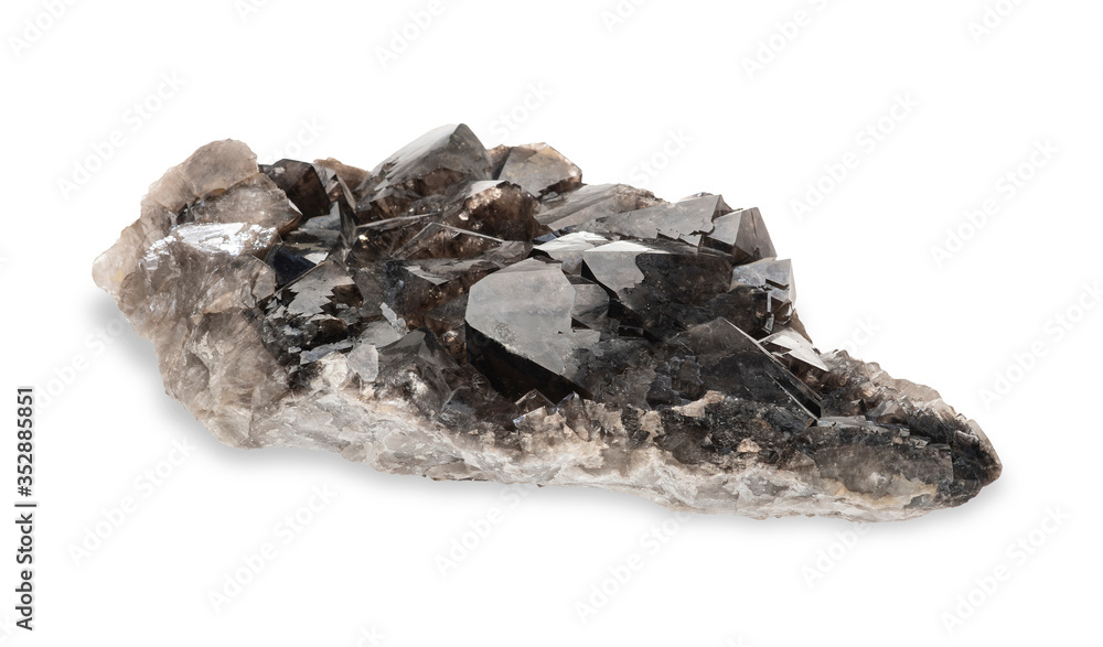 .Morion quartz on white background .Morion quartz on white background
