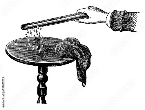 Demonstration of Static Electricity, vintage illustration.