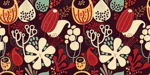 Wallpaper Mural Flowers, plants and paisley cucumbers. Torontodigital.ca