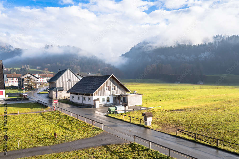 Farms in a Alpen mountains Farms in a Alpen mountains