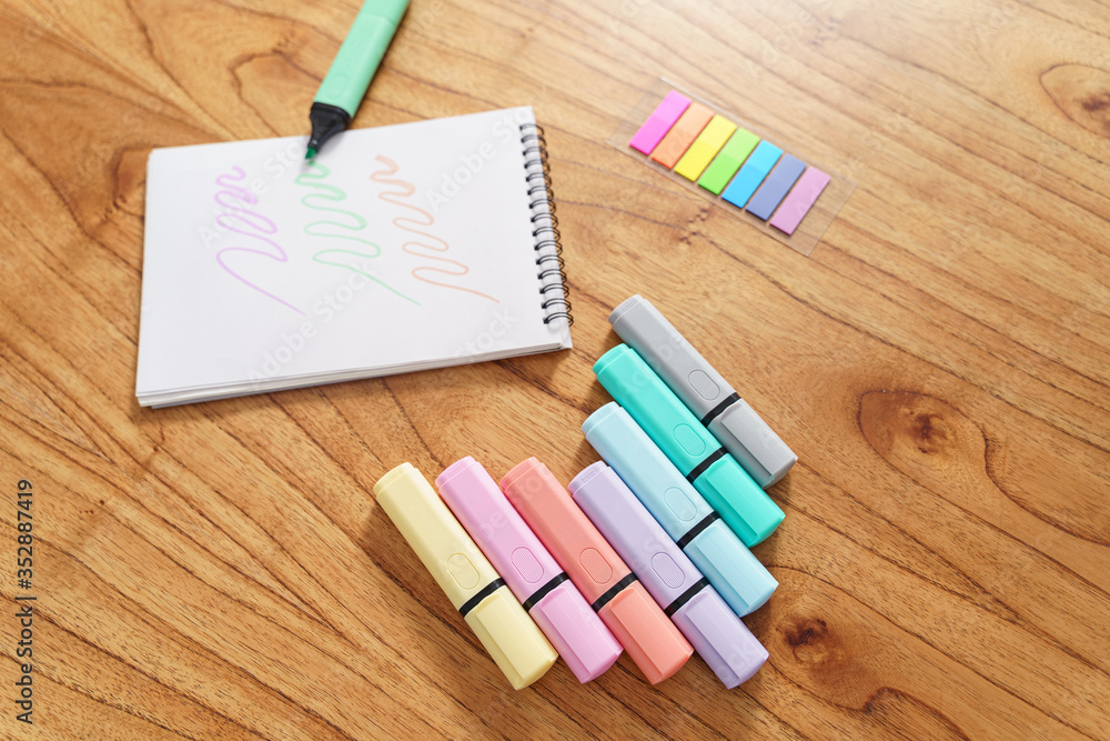 Drawing on a white sheet with a color highlighter Drawing on a white sheet with a color highlighter