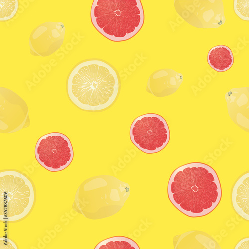 Fresh grapefruit and lemon. Fruit colorful background