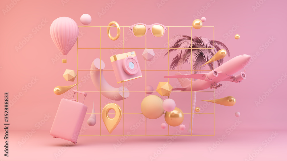 Pink travel elements Pink travel elements