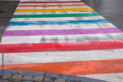 Rainbow pedestrian crosswalk in Brussel