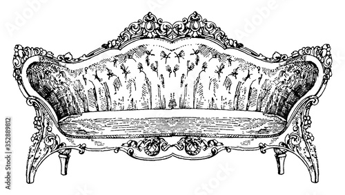 Modern Sofa, vintage illustration.